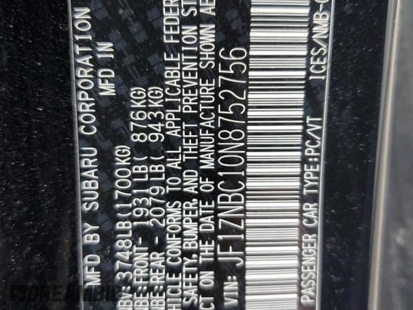 ✅ 2022 Toyota 86 • VIN: JF1ZNBC10N8752756 • Лот: 63600085. Опубликован ранее на Copart с пробегом 11 312 миль. Бесплатный доступ к архиву аукционных продаж из США и подробный отчёт об истории автомобиля на DreamBid. Изображение 12.