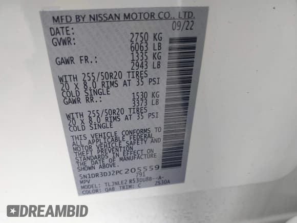 ✅ 2023 Nissan Pathfinder Platinum • VIN: 5N1DR3DJ2PC205559 • Лот: 43515880. Опубликован ранее на IAAI с пробегом 16 749 миль. Бесплатный доступ к архиву аукционных продаж из США и подробный отчёт об истории автомобиля на DreamBid. Изображение 9.