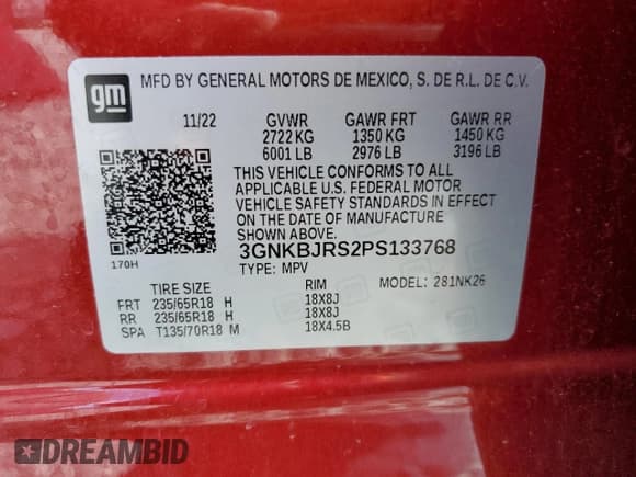 ✅ 2023 Chevrolet Blazer LT • VIN: 3GNKBJRS2PS133768 • Лот: 93318545. Опубликован ранее на Copart с пробегом Не указан. Бесплатный доступ к архиву аукционных продаж из США и подробный отчёт об истории автомобиля на DreamBid. Изображение 14.