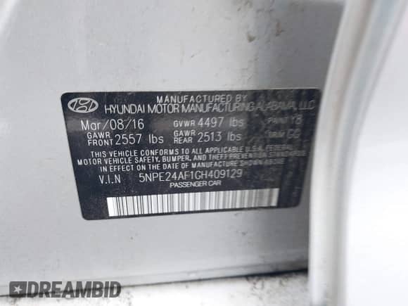 2016 Hyundai Sonata 2.4L z VIN 5NPE24AF1GH409129, wystawiony jako IAAI lot #42497240 z przebiegiem 228 574 mil mil oraz . Historia ofert i sprzedaży dostępna na DreamBid. Obrazek 9.