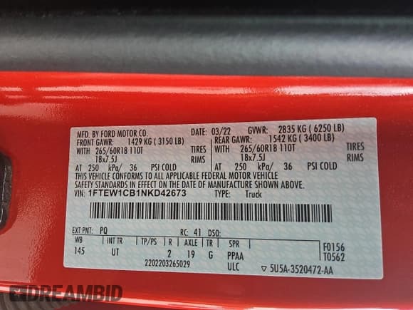 ✅ 2022 Ford F-150 XL • VIN: 1FTEW1CB1NKD42673 • Lot: 67629345. Wystawiony na Copart z przebiegiem 115 383 mil. Bezpłatny archiwum sprzedaży aukcyjnych z USA i szczegółowy raport historii pojazdu na DreamBid. Zdjęcie 12.