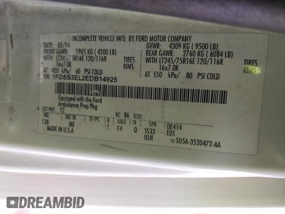 ✅ 2014 Ford Econoline Cargo Commercial • VIN: 1FDSS3EL2EDB14925 • Lot: 42091345. Wystawiony na IAAI z przebiegiem 191 903 mil. Bezpłatny archiwum sprzedaży aukcyjnych z USA i szczegółowy raport historii pojazdu na DreamBid. Zdjęcie 8.