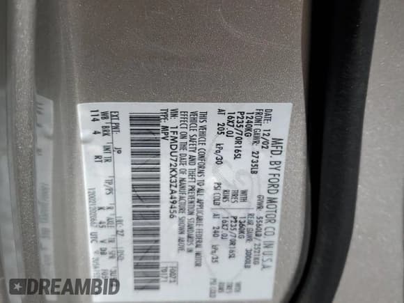 ✅ 2003 Ford Explorer XLS • VIN: 1FMDU72KX3ZA49456 • Lot: 49137955. Listed on Copart with 177,014 mi. Free auction sales archive from the USA and detailed vehicle history report at DreamBid. Image 14.