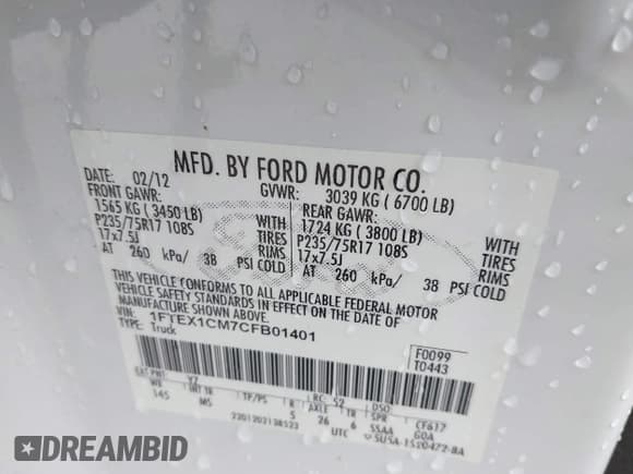 ✅ 2012 Ford F-150 XL • VIN: 1FTEX1CM7CFB01401 • Lot: 43601887. Wystawiony na IAAI z przebiegiem 144 791 mil. Bezpłatny archiwum sprzedaży aukcyjnych z USA i szczegółowy raport historii pojazdu na DreamBid. Zdjęcie 9.