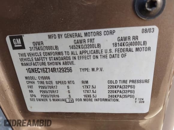 ✅ 2004 Chevrolet Suburban LS • VIN: 1GNEC16Z74R129256 • Lot: 42786812. Listed on IAAI with 347,493 mi. Free auction sales archive from the USA and detailed vehicle history report at DreamBid. Image 9.