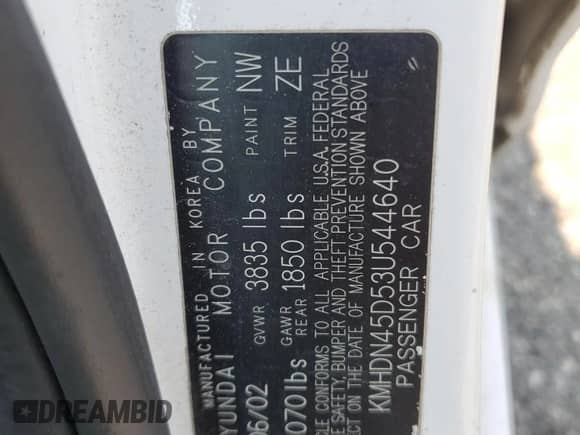 2003 Hyundai Elantra GLS с VIN KMHDN45D53U544640, выставлен на аукционе Copart как лот 78126714 с пробегом 51 512 миль миль и На запчасти • Non repairable. История ставок и продаж доступна на DreamBid. Изображение 12.