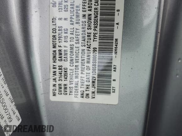 ✅ 2011 Honda CR-Z EX • VIN: JHMZF1D65BS000799 • Лот: 72011574. Опубликован ранее на Copart с пробегом 142 947 миль. Бесплатный доступ к архиву аукционных продаж из США и подробный отчёт об истории автомобиля на DreamBid. Изображение 12.