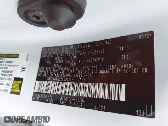 ✅ 2024 Toyota Corolla Cross XLE • VIN: 7MUDAAAG9RV095772 • Lot: 43682010. Listed on IAAI with 16,287 mi. Free auction sales archive from the USA and detailed vehicle history report at DreamBid. Image 9.