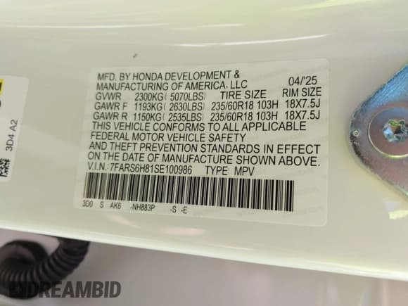 ✅ 2025 Honda CR-V Sport-L • VIN: 7FARS6H81SE100986 • Лот: 43332285. Опубликован ранее на IAAI с пробегом 5 812 миль. Бесплатный доступ к архиву аукционных продаж из США и подробный отчёт об истории автомобиля на DreamBid. Изображение 9.