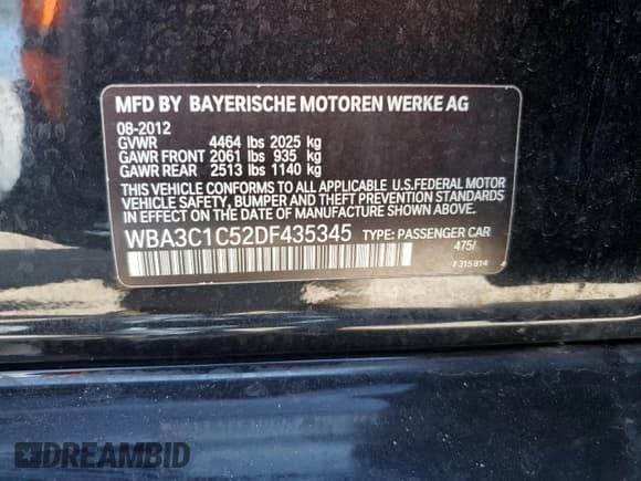 ✅ 2013 BMW 3 Series 328i • VIN: WBA3C1C52DF435345 • Лот: 64520225. Опубликован ранее на Copart с пробегом 83 992 миль. Бесплатный доступ к архиву аукционных продаж из США и подробный отчёт об истории автомобиля на DreamBid. Изображение 12.