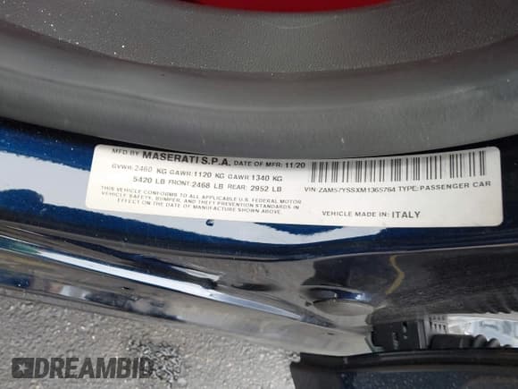 ✅ 2021 Maserati Ghibli S GranSport • VIN: ZAM57YSSXM1365764 • Лот: 43251659. Опубликован ранее на IAAI с пробегом 33 734 миль. Бесплатный доступ к архиву аукционных продаж из США и подробный отчёт об истории автомобиля на DreamBid. Изображение 9.