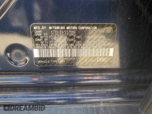 2018 Mitsubishi Outlander SE with VIN JA4AD3A34JJ001614, listed as a Copart auction lot 80107225 with 100,279 mi miles and Salvage title. Bid and sale history available at DreamBid. Image 13.