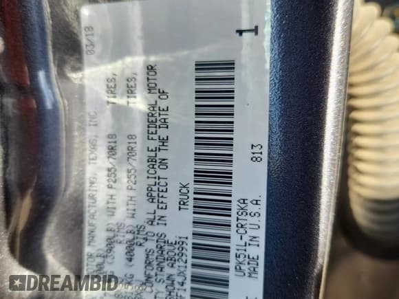 ✅ 2018 Toyota Tundra SR • VIN: 5TFRM5F14JX129991 • Lot: 91921355. Listed on Copart with 66,676 mi. Free auction sales archive from the USA and detailed vehicle history report at DreamBid. Image 12.