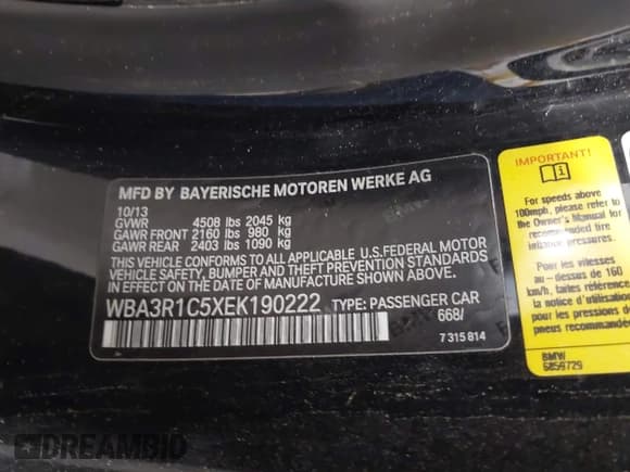 ✅ 2014 BMW 4 Series 435i • VIN: WBA3R1C5XEK190222 • Лот: 43313530. Опубликован ранее на IAAI с пробегом Не указан. Бесплатный доступ к архиву аукционных продаж из США и подробный отчёт об истории автомобиля на DreamBid. Изображение 9.