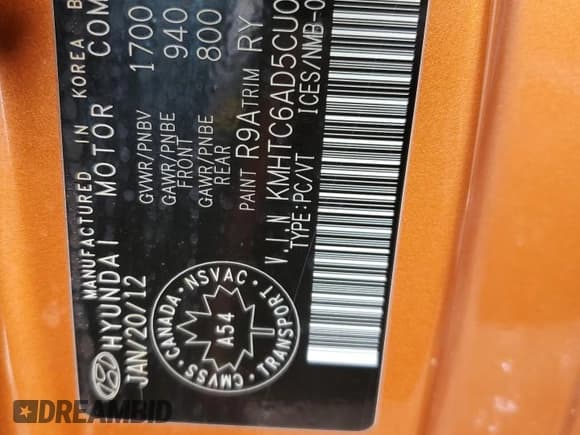 ✅ 2012 Hyundai Veloster w/Gray Int • VIN: KMHTC6AD5CU057828 • Lot: 48669885. Wystawiony na Copart z przebiegiem Nie podano. Bezpłatny archiwum sprzedaży aukcyjnych z USA i szczegółowy raport historii pojazdu na DreamBid. Zdjęcie 12.