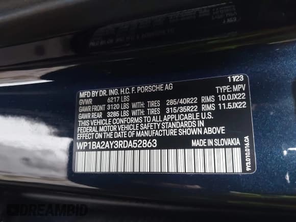 ✅ 2024 Porsche Cayenne • VIN: WP1BA2AY3RDA52863 • Lot: 42317622. Listed on IAAI with Not provided. Free auction sales archive from the USA and detailed vehicle history report at DreamBid. Image 9.