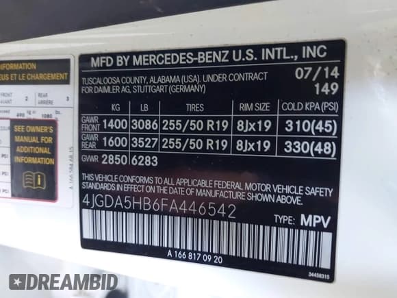 ✅ 2015 Mercedes-Benz M 350 • VIN: 4JGDA5HB6FA446542 • Лот: 43634100. Опубликован ранее на IAAI с пробегом 137 395 миль. Бесплатный доступ к архиву аукционных продаж из США и подробный отчёт об истории автомобиля на DreamBid. Изображение 9.