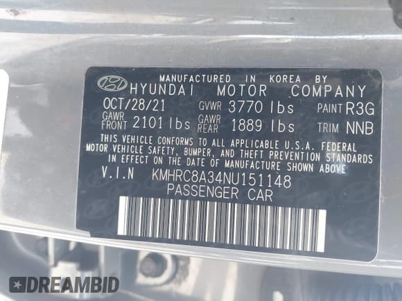 ✅ 2022 Hyundai Venue Limited • VIN: KMHRC8A34NU151148 • Lot: 41725046. Listed on IAAI with 18,359 mi. Free auction sales archive from the USA and detailed vehicle history report at DreamBid. Image 9.