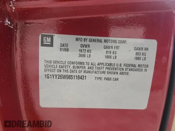 2008 Chevrolet Corvette с VIN 1G1YY26W985118431, выставлен на аукционе Copart как лот 73733624 с пробегом 80 829 миль миль и Списание • Salvage title. История ставок и продаж доступна на DreamBid. Изображение 14.