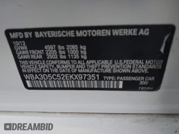 ✅ 2014 BMW 3 Series 328d xDrive • VIN: WBA3D5C52EKX97351 • Lot: 43653167. Wystawiony na IAAI z przebiegiem 171 941 mil. Bezpłatny archiwum sprzedaży aukcyjnych z USA i szczegółowy raport historii pojazdu na DreamBid. Zdjęcie 9.