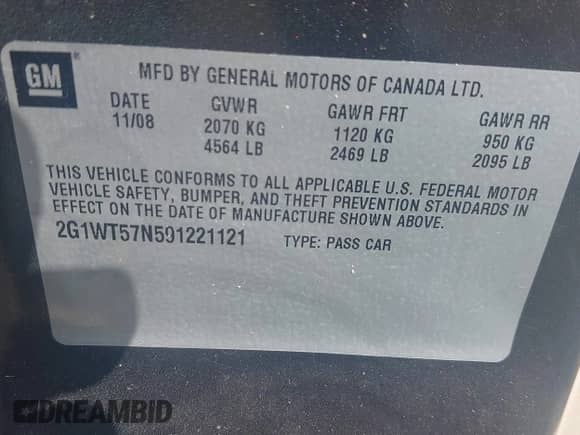 2009 Chevrolet Impala LT z VIN 2G1WT57N591221121, wystawiony jako IAAI lot #43326677 z przebiegiem 79 402 mil mil oraz . Historia ofert i sprzedaży dostępna na DreamBid. Obrazek 9.