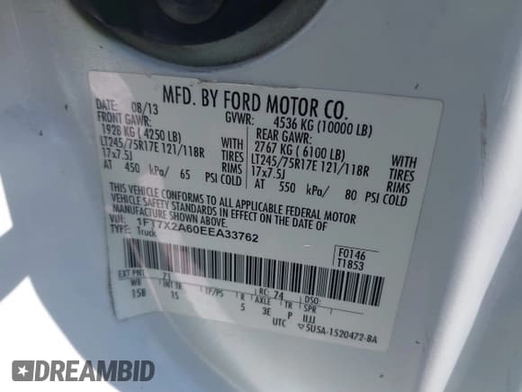 ✅ 2014 Ford F-250 XL • VIN: 1FT7X2A60EEA33762 • Lot: 42337964. Listed on IAAI with 212,697 mi. Free auction sales archive from the USA and detailed vehicle history report at DreamBid. Image 9.