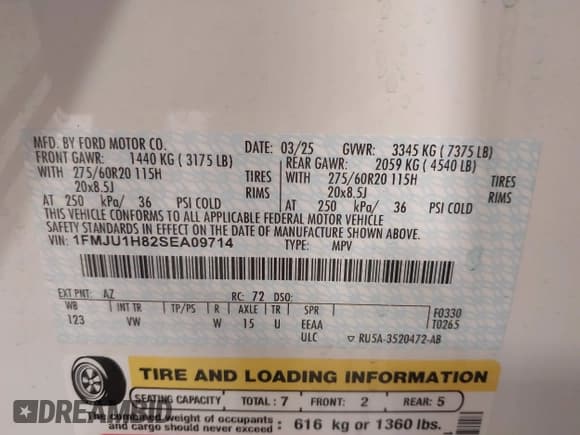 ✅ 2025 Ford Expedition Active • VIN: 1FMJU1H82SEA09714 • Лот: 42987310. Опубликован ранее на IAAI с пробегом 13 025 миль. Бесплатный доступ к архиву аукционных продаж из США и подробный отчёт об истории автомобиля на DreamBid. Изображение 9.