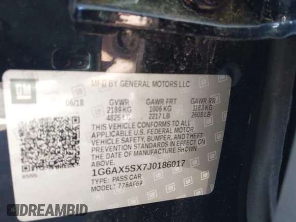 ✅ 2018 Cadillac CTS Luxury AWD • VIN: 1G6AX5SX7J0186017 • Lot: 43594077. Listed on IAAI with 101,120 mi. Free auction sales archive from the USA and detailed vehicle history report at DreamBid. Image 9.