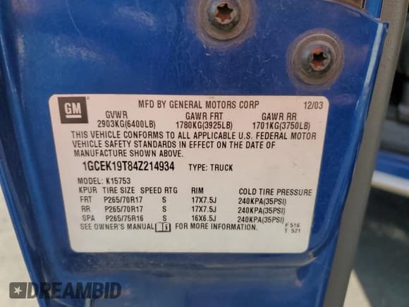 ✅ 2004 Chevrolet Silverado 1500 Z71 • VIN: 1GCEK19T84Z214934 • Lot: 92280325. Wystawiony na Copart z przebiegiem 217 886 mil. Bezpłatny archiwum sprzedaży aukcyjnych z USA i szczegółowy raport historii pojazdu na DreamBid. Zdjęcie 12.