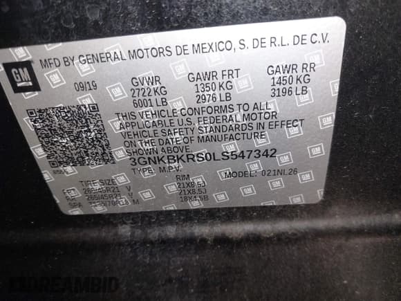 ✅ 2020 Chevrolet Blazer RS • VIN: 3GNKBKRS0LS547342 • Lot: 42014876. Listed on IAAI with 47,913 mi. Free auction sales archive from the USA and detailed vehicle history report at DreamBid. Image 9.