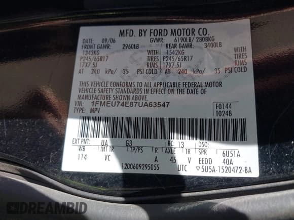 ✅ 2007 Ford Explorer Eddie Bauer • VIN: 1FMEU74E87UA63547 • Лот: 43631270. Опубликован ранее на IAAI с пробегом 121 911 миль. Бесплатный доступ к архиву аукционных продаж из США и подробный отчёт об истории автомобиля на DreamBid. Изображение 9.