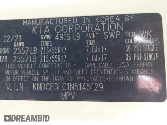 ✅ 2022 Kia Niro EX Premium • VIN: KNDCE3LG1N5145129 • Lot: 43665790. Listed on IAAI with 79,485 mi. Free auction sales archive from the USA and detailed vehicle history report at DreamBid. Image 9.