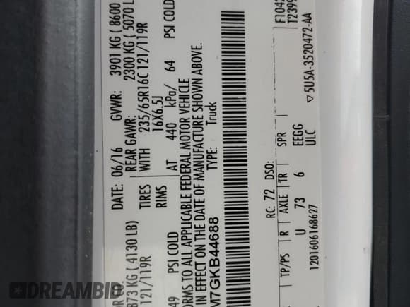 ✅ 2016 Ford Transit Cargo • VIN: 1FTYE9ZM7GKB44688 • Лот: 85258874. Опубликован ранее на Copart с пробегом 105 119 миль. Бесплатный доступ к архиву аукционных продаж из США и подробный отчёт об истории автомобиля на DreamBid. Изображение 14.