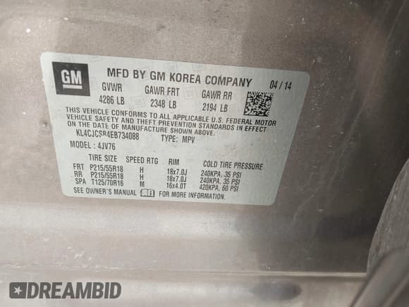 ✅ 2014 Buick Encore Leather • VIN: KL4CJCSB4EB734088 • Лот: 43300715. Опубликован ранее на IAAI с пробегом 90 549 миль. Бесплатный доступ к архиву аукционных продаж из США и подробный отчёт об истории автомобиля на DreamBid. Изображение 9.