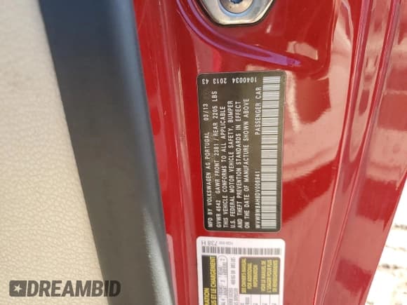 ✅ 2013 Volkswagen Eos Sport • VIN: WVWBW8AH8DV006941 • Lot: 70448095. Wystawiony na Copart z przebiegiem 81 669 mil. Bezpłatny archiwum sprzedaży aukcyjnych z USA i szczegółowy raport historii pojazdu na DreamBid. Zdjęcie 12.