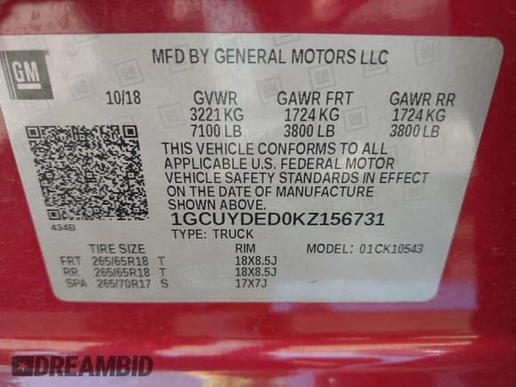 ✅ 2019 Chevrolet Silverado 1500 LT • VIN: 1GCUYDED0KZ156731 • Lot: 43013452. Wystawiony na IAAI z przebiegiem 61 357 mil. Bezpłatny archiwum sprzedaży aukcyjnych z USA i szczegółowy raport historii pojazdu na DreamBid. Zdjęcie 9.