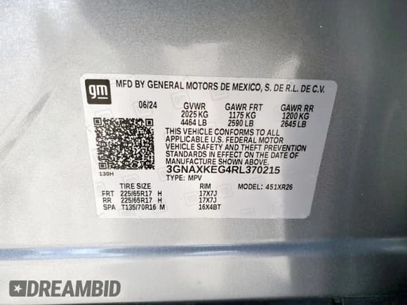 ✅ 2024 Chevrolet Equinox LT • VIN: 3GNAXKEG4RL370215 • Лот: 84060095. Опубликован ранее на Copart с пробегом 9 954 миль. Бесплатный доступ к архиву аукционных продаж из США и подробный отчёт об истории автомобиля на DreamBid. Изображение 13.