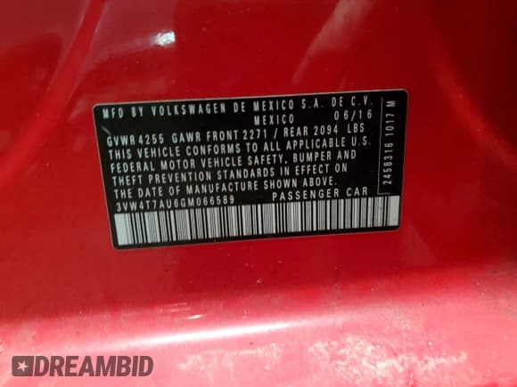 ✅ 2016 Volkswagen Golf GTI SE • VIN: 3VW4T7AU6GM066589 • Лот: 39003093. Опубликован ранее на Copart с пробегом 58 169 миль. Бесплатный доступ к архиву аукционных продаж из США и подробный отчёт об истории автомобиля на DreamBid. Изображение 12.