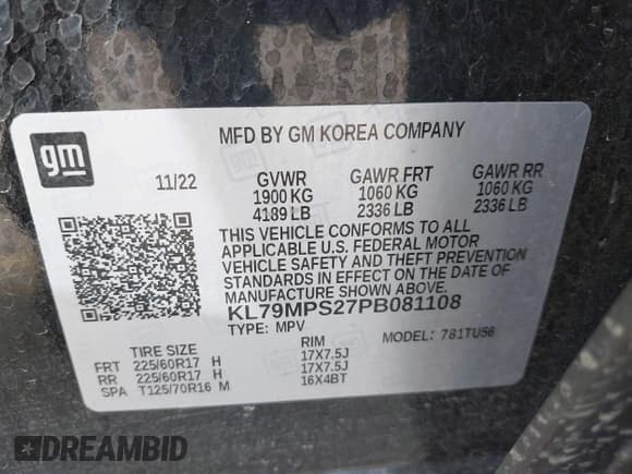 ✅ 2023 Chevrolet TrailBlazer LT • VIN: KL79MPS27PB081108 • Лот: 42415511. Опубликован ранее на IAAI с пробегом 19 758 миль. Бесплатный доступ к архиву аукционных продаж из США и подробный отчёт об истории автомобиля на DreamBid. Изображение 9.