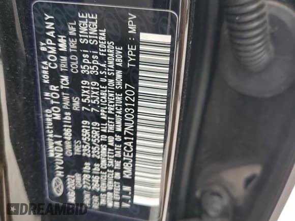 ✅ 2022 Hyundai Tucson Limited • VIN: KM8JECA17NU031207 • Lot: 71355804. Wystawiony na Copart z przebiegiem 37 745 mil. Bezpłatny archiwum sprzedaży aukcyjnych z USA i szczegółowy raport historii pojazdu na DreamBid. Zdjęcie 15.