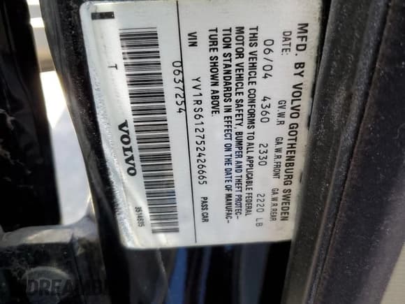 ✅ 2005 Volvo S60 • VIN: YV1RS612752426665 • Лот: 62089235. Опубликован ранее на Copart с пробегом 168 406 миль. Бесплатный доступ к архиву аукционных продаж из США и подробный отчёт об истории автомобиля на DreamBid. Изображение 12.