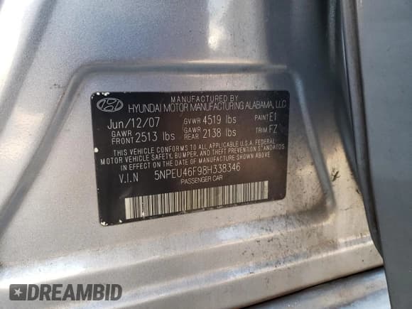 ✅ 2008 Hyundai Sonata SE • VIN: 5NPEU46F98H338346 • Лот: 84624664. Опубликован ранее на Copart с пробегом 148 792 миль. Бесплатный доступ к архиву аукционных продаж из США и подробный отчёт об истории автомобиля на DreamBid. Изображение 15.