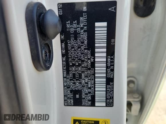 ✅ 2012 Toyota Highlander • VIN: 5TDZK3EH8CS071952 • Лот: 85285405. Опубликован ранее на Copart с пробегом 175 124 миль. Бесплатный доступ к архиву аукционных продаж из США и подробный отчёт об истории автомобиля на DreamBid. Изображение 13.