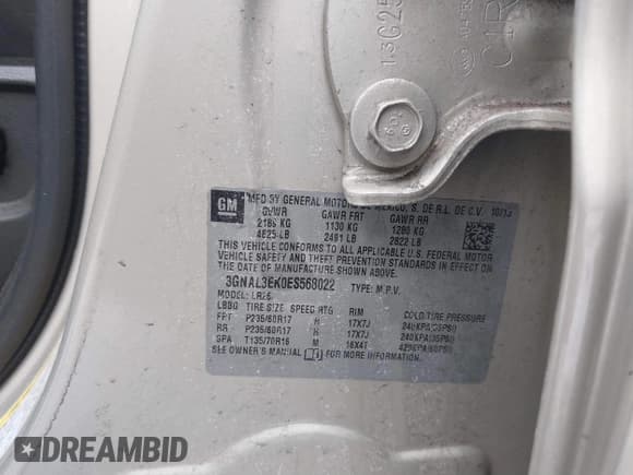 ✅ 2014 Chevrolet Captiva Sport LT • VIN: 3GNAL3EK0ES568022 • Lot: 41538439. Wystawiony na IAAI z przebiegiem 75 420 mil. Bezpłatny archiwum sprzedaży aukcyjnych z USA i szczegółowy raport historii pojazdu na DreamBid. Zdjęcie 9.