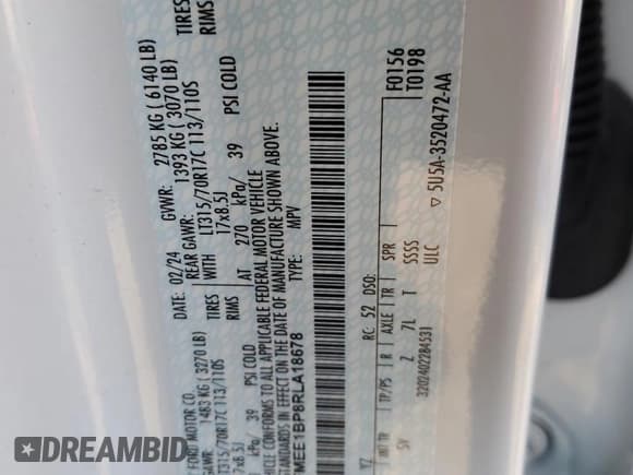 ✅ 2024 Ford Bronco Black Diamond • VIN: 1FMEE1BP8RLA18678 • Lot: 74770364. Listed on Copart with 4,858 mi. Free auction sales archive from the USA and detailed vehicle history report at DreamBid. Image 15.