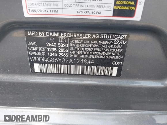 ✅ 2007 Mercedes-Benz S 550 • VIN: WDDNG86X37A124844 • Лот: 42553917. Опубликован ранее на IAAI с пробегом 115 925 миль. Бесплатный доступ к архиву аукционных продаж из США и подробный отчёт об истории автомобиля на DreamBid. Изображение 9.