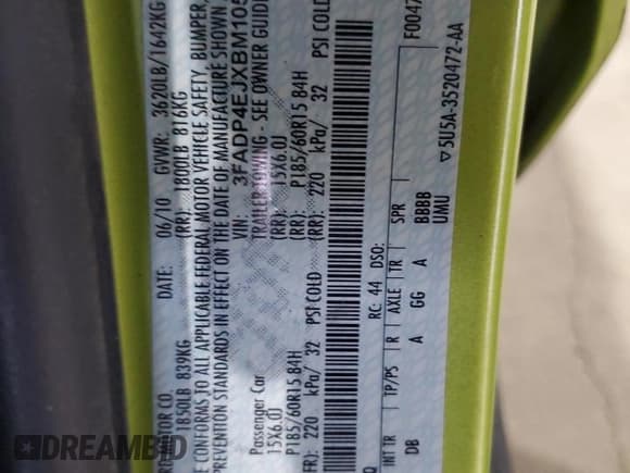 ✅ 2011 Ford Fiesta SE • VIN: 3FADP4EJXBM105950 • Lot: 92003615. Listed on Copart with 107,387 mi. Free auction sales archive from the USA and detailed vehicle history report at DreamBid. Image 12.