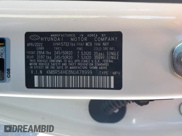 ✅ 2022 Hyundai Palisade Limited • VIN: KM8R54HE8NU478999 • Lot: 87043865. Listed on Copart with 33,831 mi. Free auction sales archive from the USA and detailed vehicle history report at DreamBid. Image 13.