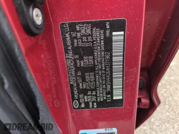 ✅ 2010 Hyundai Santa Fe SE • VIN: 5NMSH4AG6AH371962 • Lot: 74004424. Listed on Copart with Not provided. Free auction sales archive from the USA and detailed vehicle history report at DreamBid. Image 14.