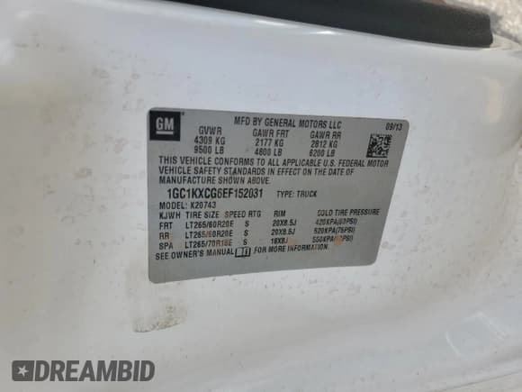 ✅ 2014 Chevrolet Silverado 2500HD LT • VIN: 1GC1KXCG6EF152031 • Лот: 85780315. Опубликован ранее на Copart с пробегом 182 794 миль. Бесплатный доступ к архиву аукционных продаж из США и подробный отчёт об истории автомобиля на DreamBid. Изображение 13.